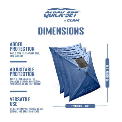 Clam Quick-Set Screen Tent Wind & Sun Panels, Accessory Only,Blue(3pk)(Open Box)