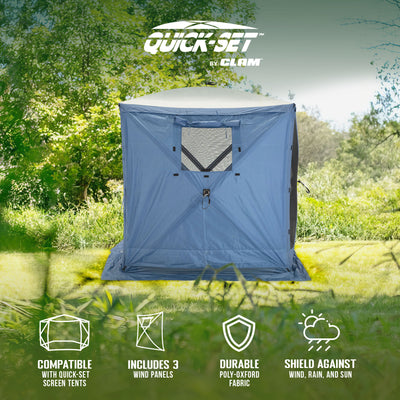 Clam Quick-Set Screen Hub Tent Wind & Sun Panels, Accessory Only, Blue (3 Pack)