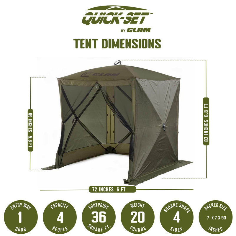 CLAM Quick Set Traveler 6x6Ft Outdoor + Clam Quick Set Screen Hub Tent (3 Pack)