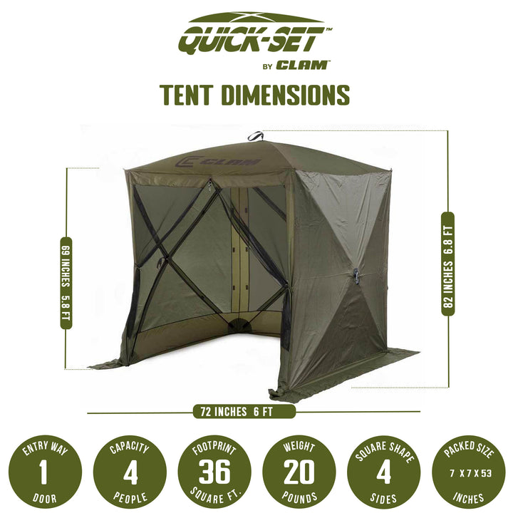 CLAM Quick Set Traveler 6x6Ft Outdoor + Clam Quick Set Screen Hub Tent (3 Pack) - VMInnovations