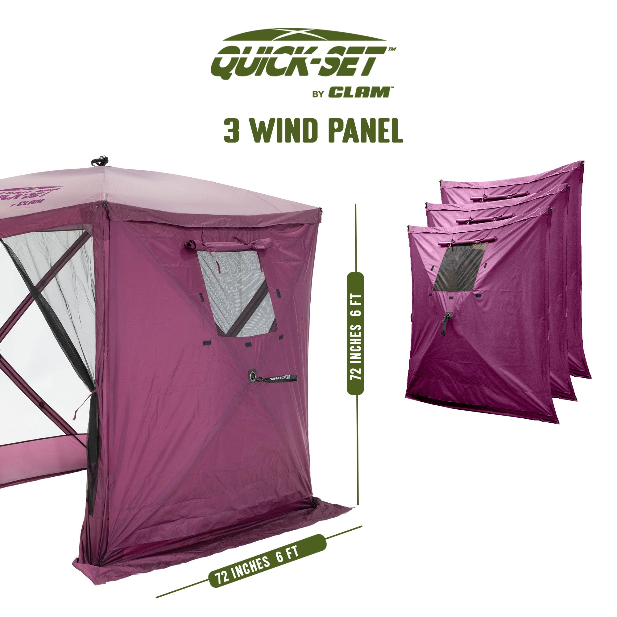 CLAM Quick Set Traveler 4 Sided Canopy+ CLAM Quick Set Screen, Plum (3 Pack) - VMInnovations