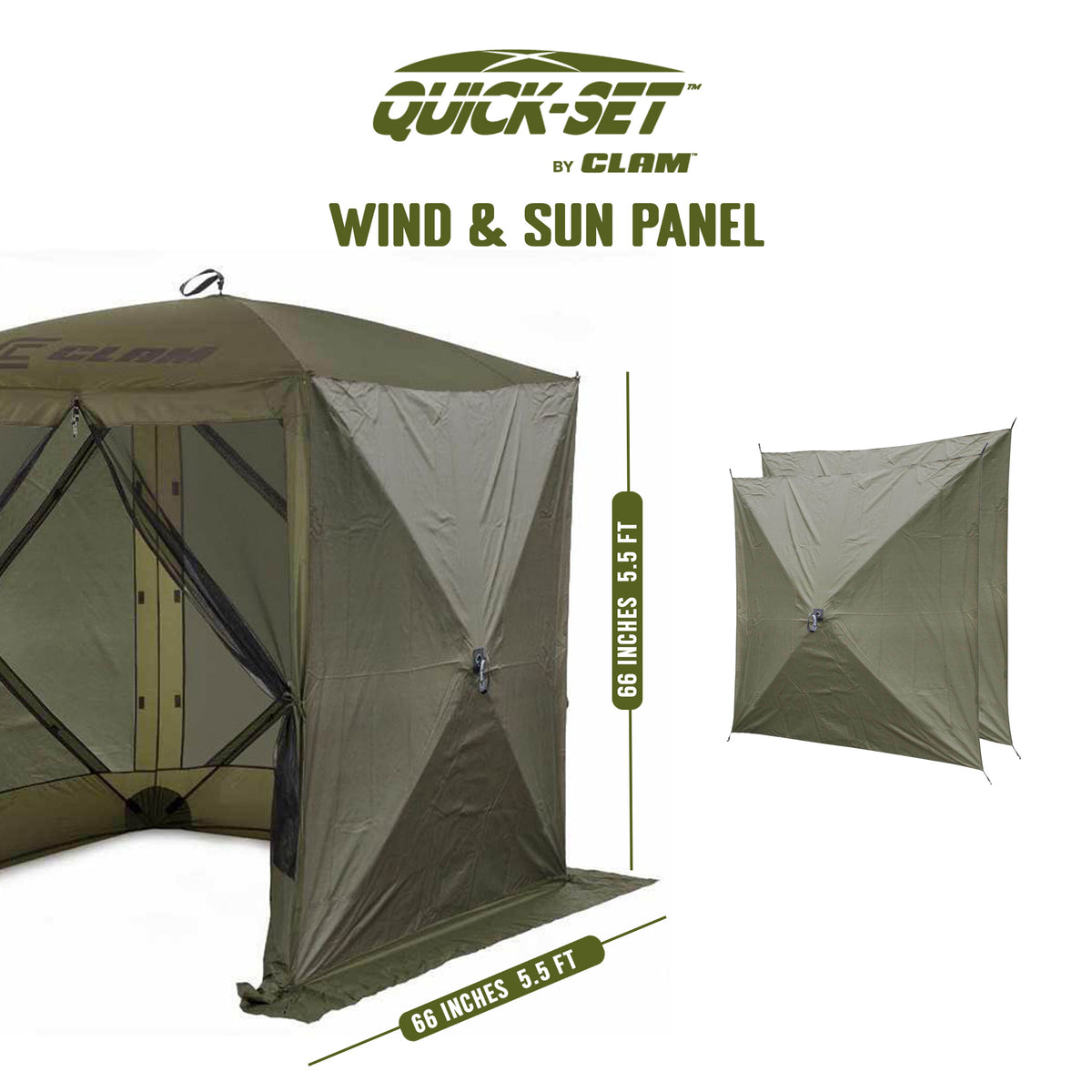 Clam Quick-Set Traveler Outdoor Screen Shelter w/Wind Panels (2 Pack), Green - VMInnovations