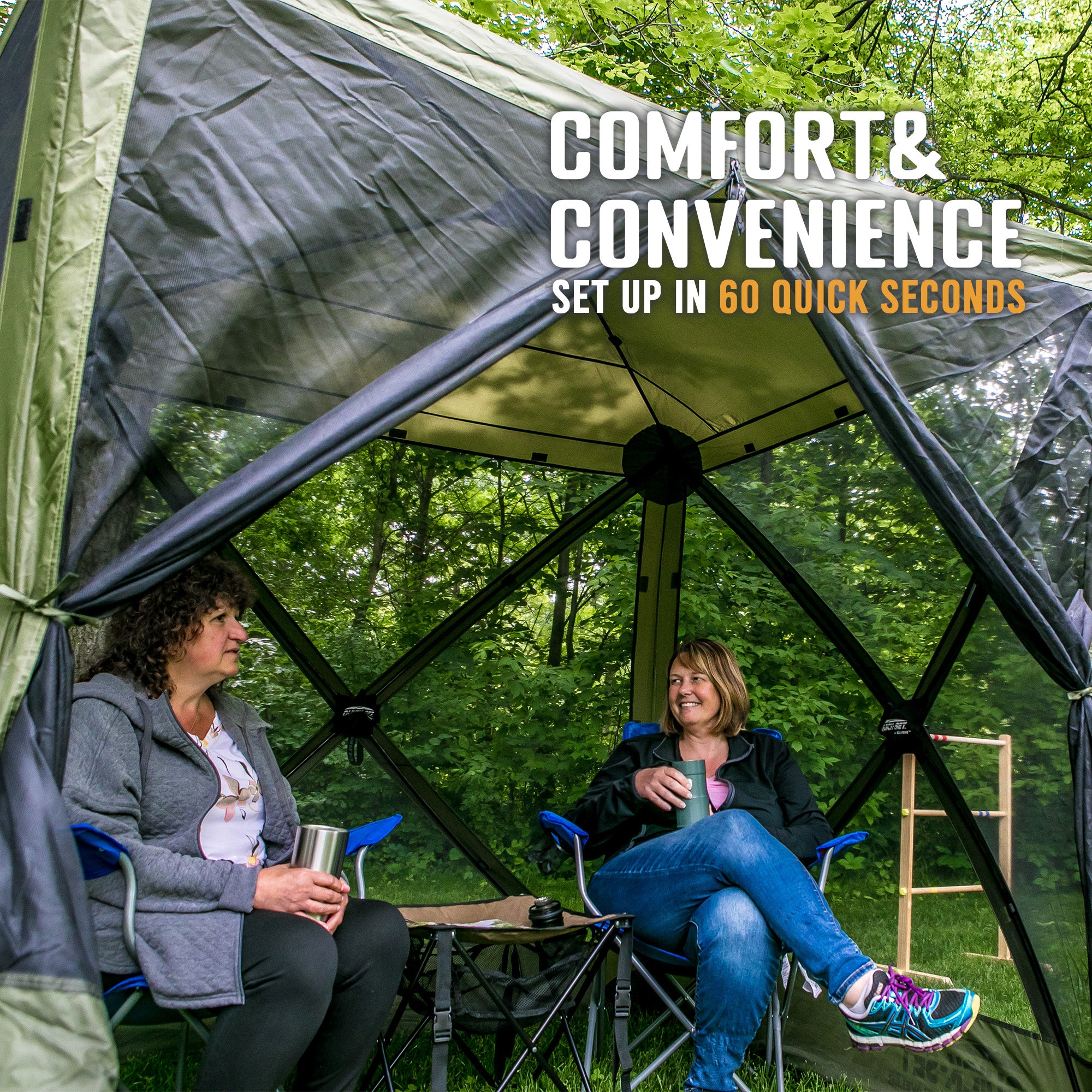 Clam Quick-Set Traveler Outdoor Screen Shelter w/Wind Panels (2 Pack), Green - VMInnovations