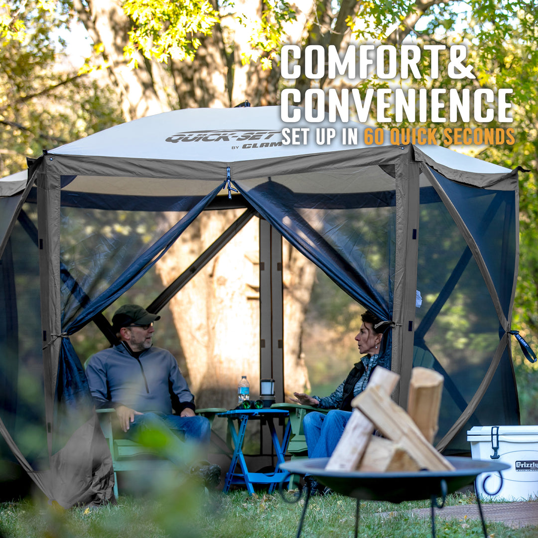 CLAM Quick Set Venture Canopy Shelter + CLAM Quick Set Screen, Gray (2 Pack) - VMInnovations