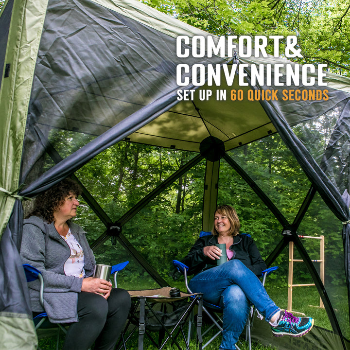 CLAM Quick Set Traveler 6x6Ft Outdoor + Clam Quick Set Screen Hub Tent (3 Pack) - VMInnovations