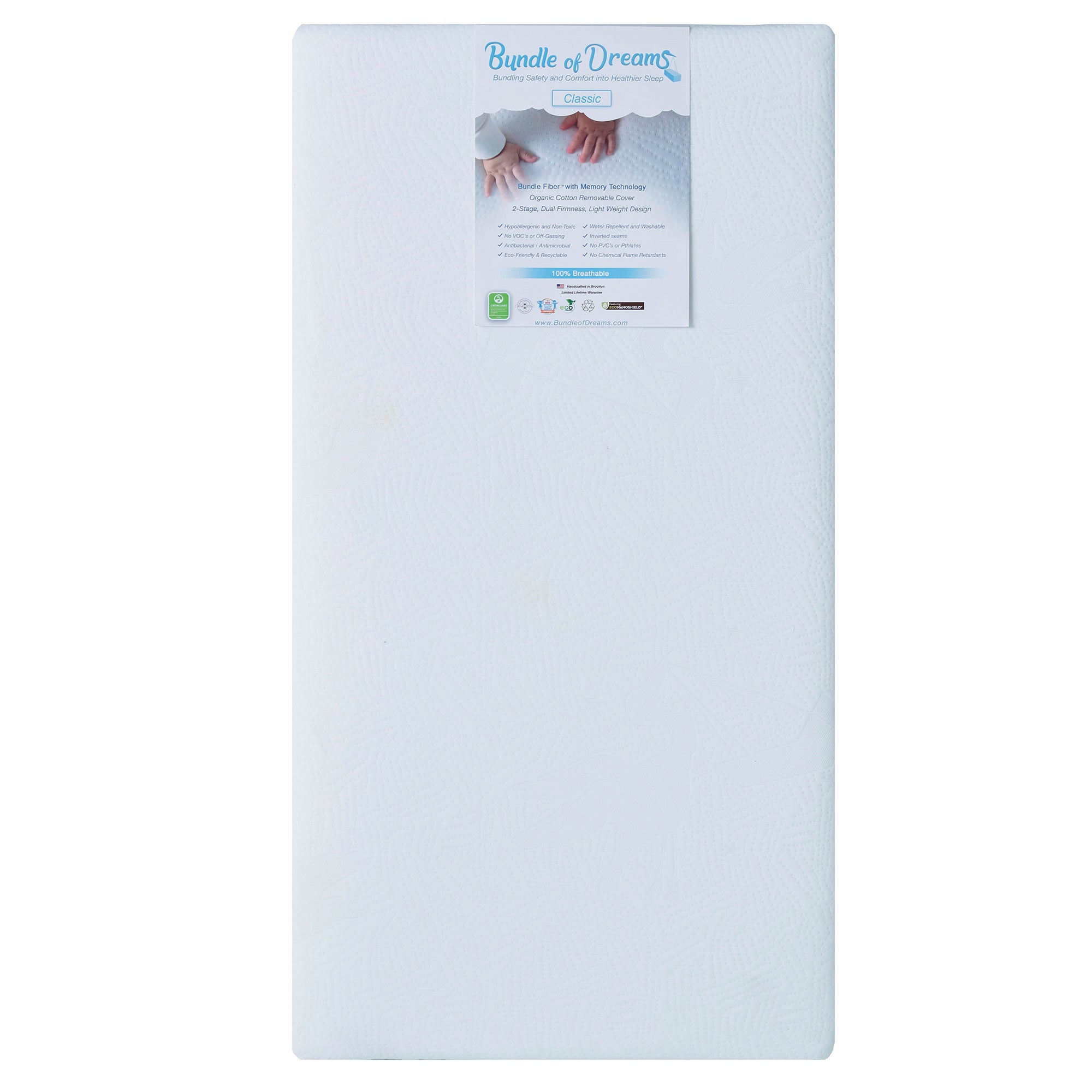 Bundle of Dreams 6" Hypoallergenic Baby Crib Mattress, Organic Cover (Used)