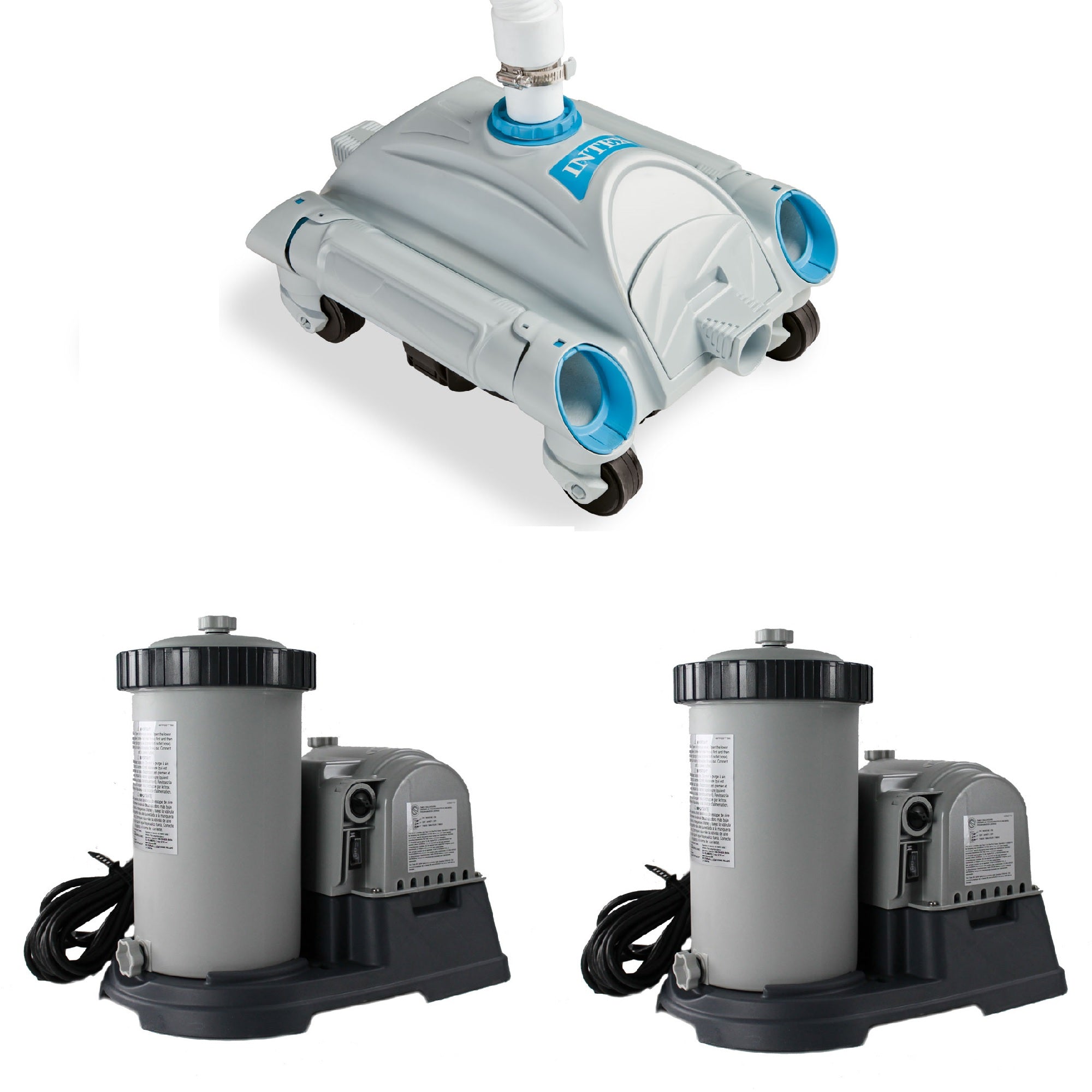 Intex Automatic Pool Vacuum Cleaner & Intex Above Ground Pool Filter Pump (2)