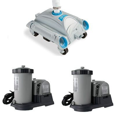 Intex Automatic Pool Vacuum Cleaner & Intex Above Ground Pool Filter Pump (2)
