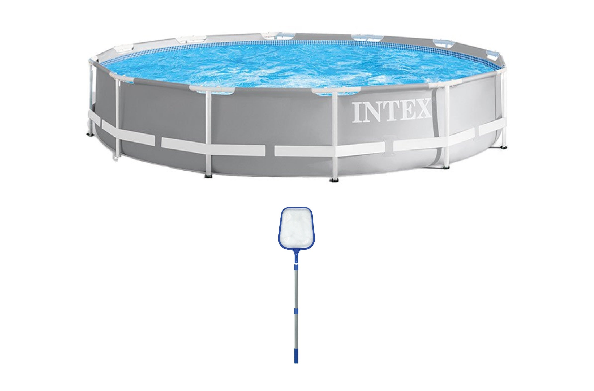 Intex 12' x 12' x 30" Above Ground Swimming Pool & 4' Telescopic Leaf Skimmer