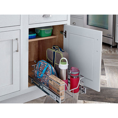 ClosetMaid 14.5 Inch Kitchen Cabinet Pull Out Basket, Platinum (Open Box) - VMInnovations