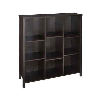 1605800 Adjustable 9 Cube Storage Organizer Book Shelf, Black Walnut (Open Box)