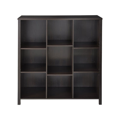 1605800 Adjustable 9 Cube Storage Organizer Book Shelf, Black Walnut (Open Box)