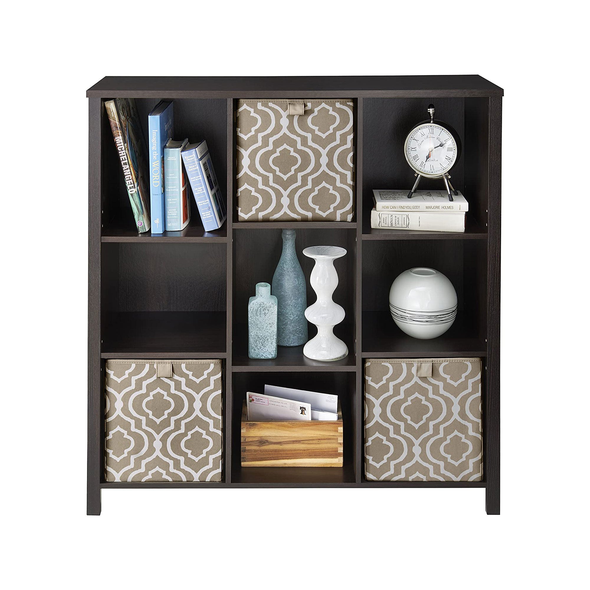 1605800 Adjustable 9 Cube Storage Organizer Book Shelf, Black Walnut (Open Box) - VMInnovations