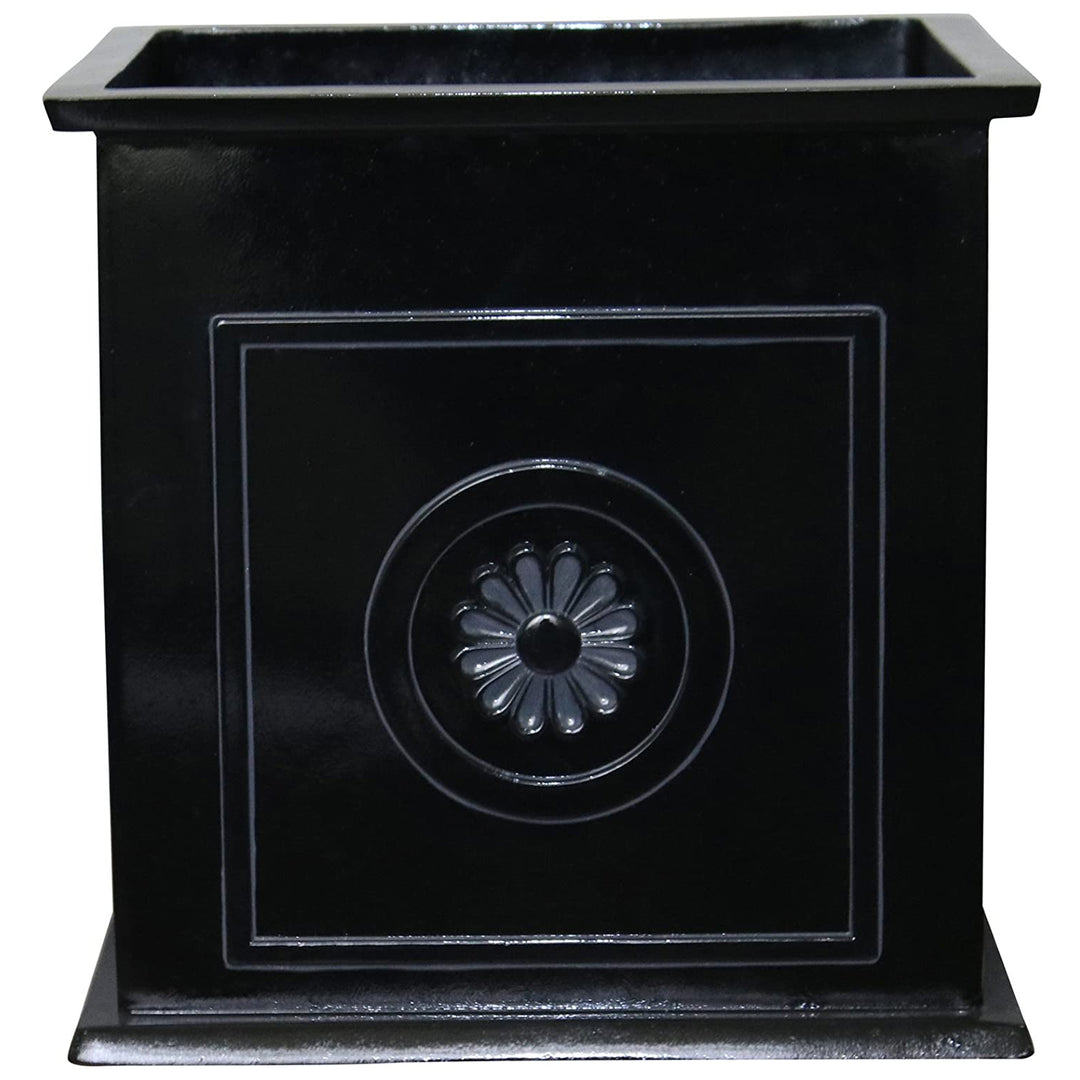 Southern Patio CMX-042426 Colony 16 Inch Square Resin Planter Urn, Black (2 Set)