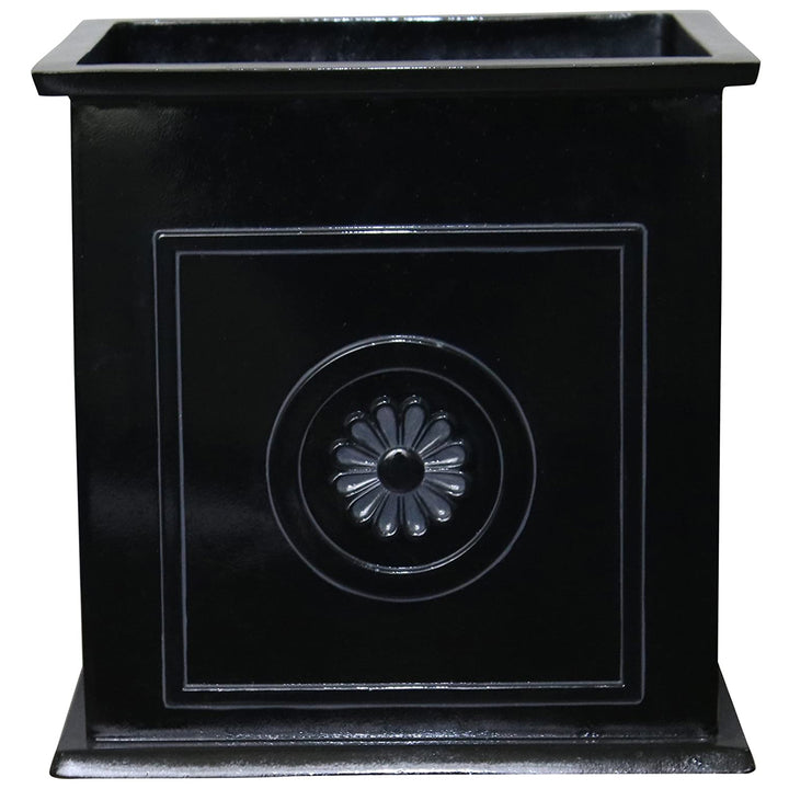 Southern Patio CMX-042426 Colony 16 Inch Square Resin Outdoor Planter Urn, Black - VMInnovations