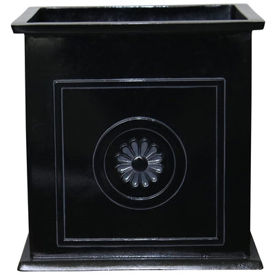 Southern Patio Colony 16 Inch Square Resin Outdoor Planter Urn, Black (Open Box)