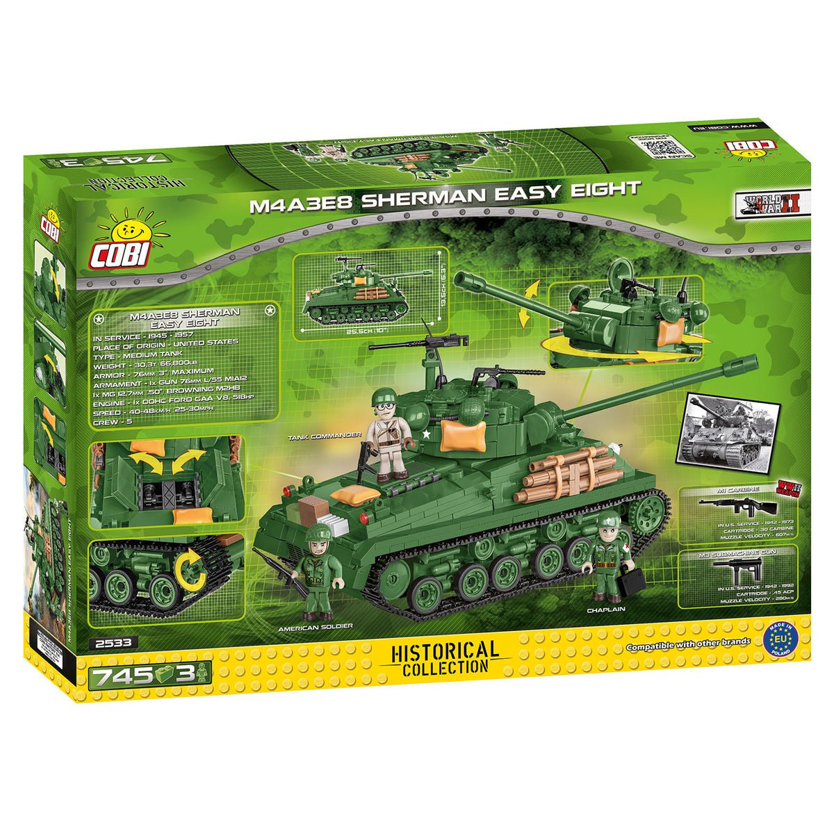 COBI Historical Collection M4A3E8 Sherman Easy Eight Building Blocks, Set #2533