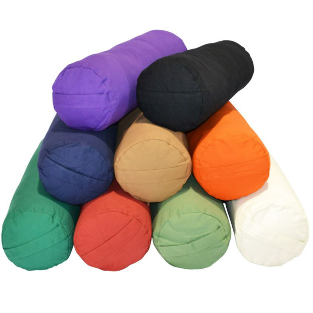 Yoga Accessories Round Cotton Yoga Bolster Pillow, Purple Embroidered (Used)