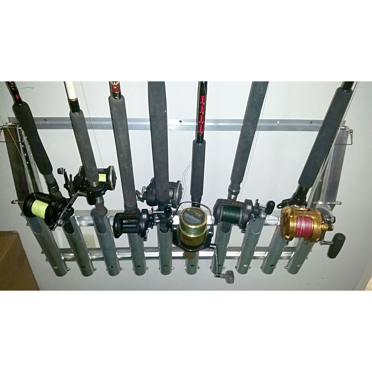 Viking Solutions 10 Rod Wall Mounted Aluminum Steel Fishing Rod Rack (Open Box)