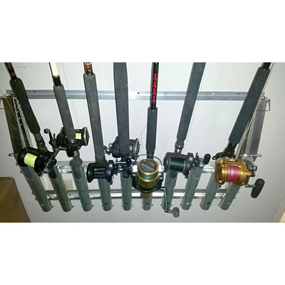 Viking Solutions 10 Rod Wall Mounted Aluminum Steel Fishing Rod Rack (Open Box)