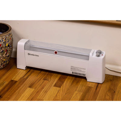 Comfort Zone 1500W Baseboard Convection Space Heater with  Thermostat (Open Box)