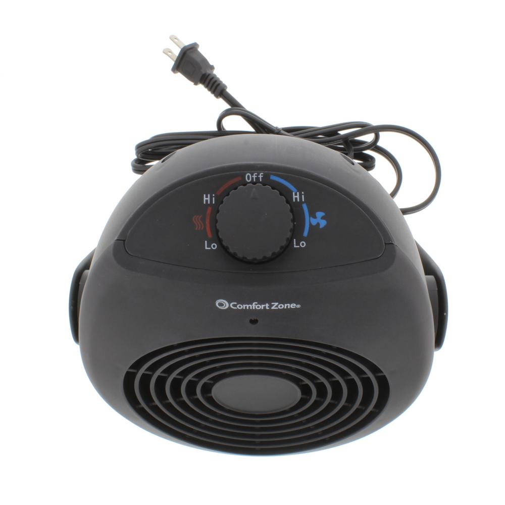 Comfort Zone 1500W Electric Space Heater Personal Fan Dual Unit, Black (Used)