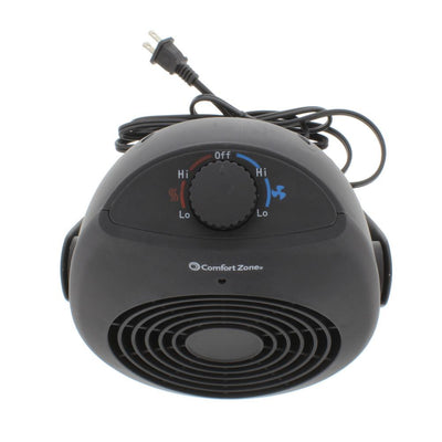 Comfort Zone 1500W Electric Space Heater Personal Fan Dual Unit, Black (Used)