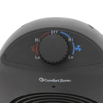 Comfort Zone Portable 1500W Electric Space Heater Personal Fan Dual Unit, Black