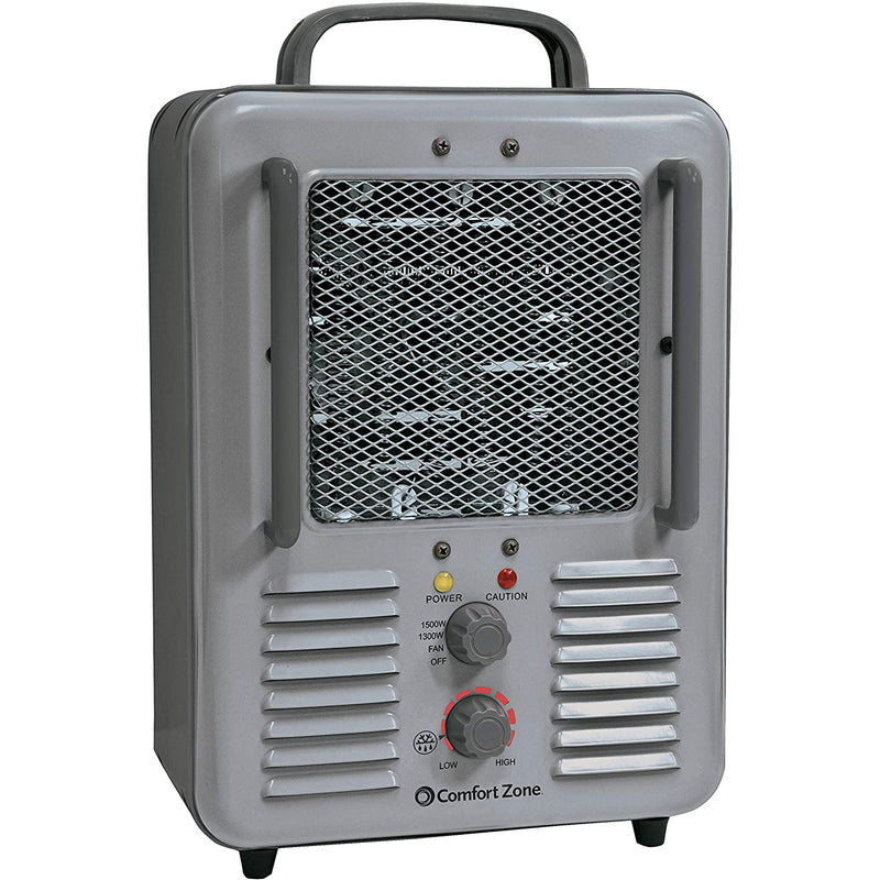 Comfort Zone Compact Electric Utility Space Heater Personal Fan, Gray (Open Box)