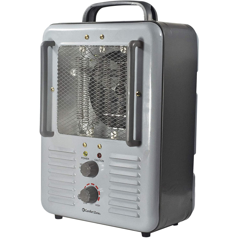 Comfort Zone Electric  Deluxe Utility Convection Space Heater Fan, Gray (Used)