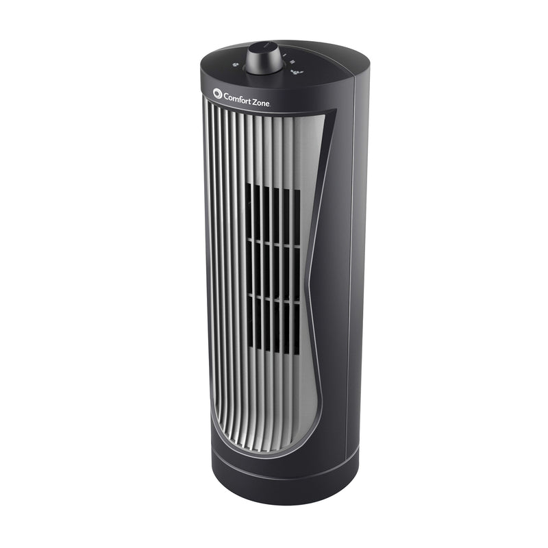 Comfort Zone 12" 2 Speed Home Desktop Oscillating Tower Fan, Black (For Parts)