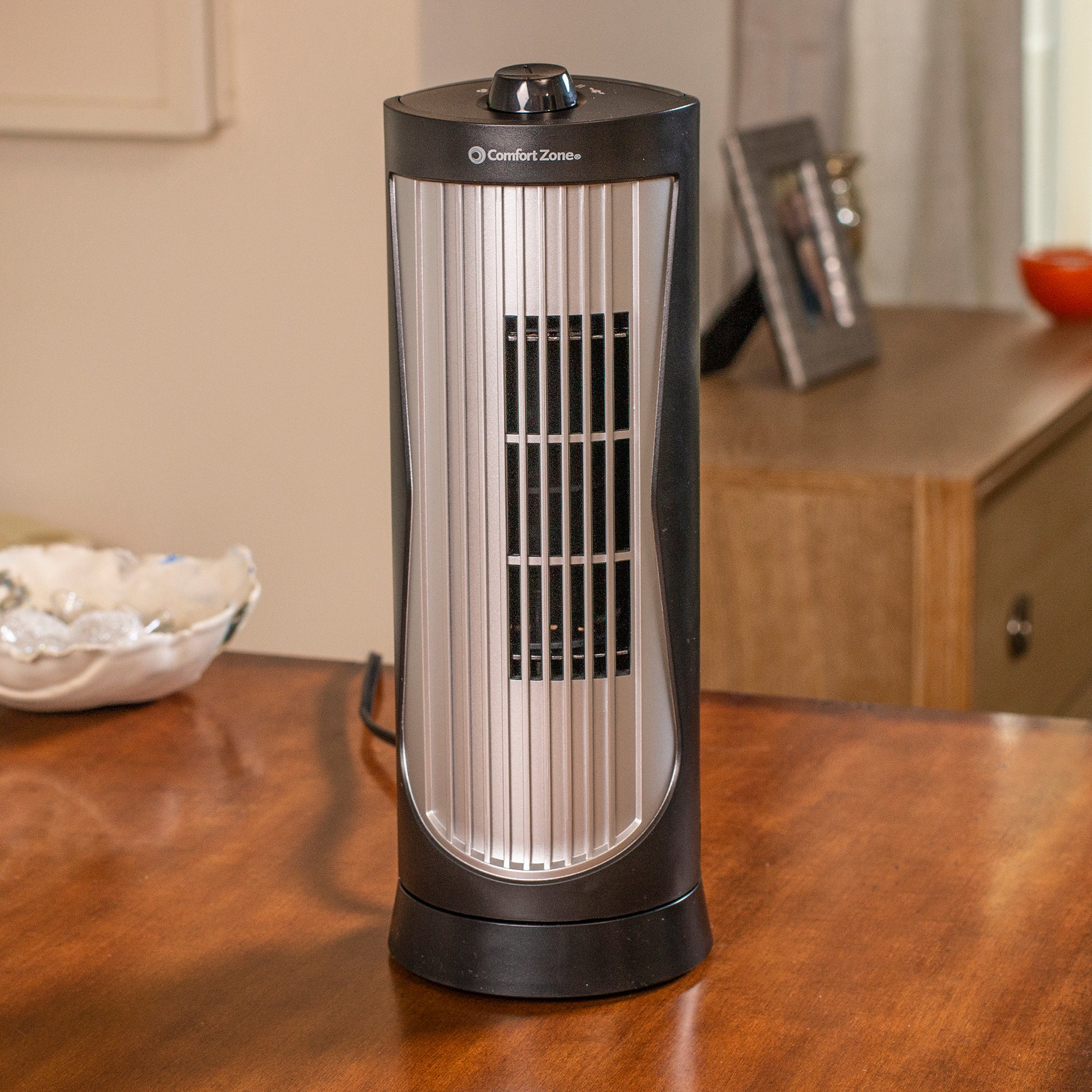 Comfort Zone 12-Inch Compact 2 Speed Oscillating Tower Fan, Black (Open Box)