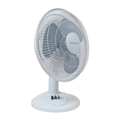 Comfort Zone 16" High-Velocity 3 Speed Oscillating Table Fan, White (Open Box)