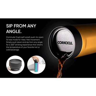 Corkcicle Commuter Cup 17 Oz Insulated Spill Proof Travel Coffee, Snow Leopard