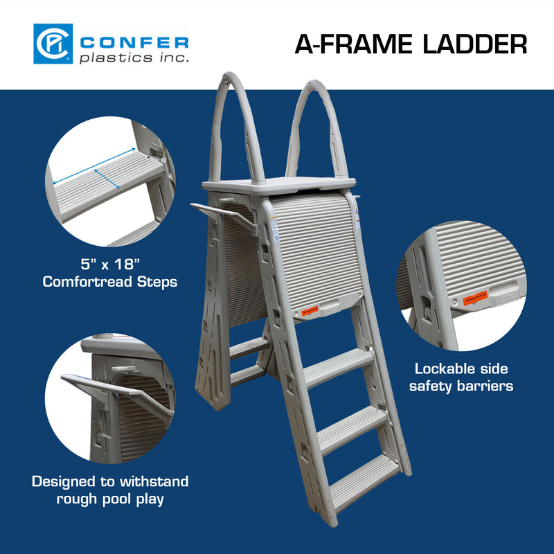 Confer Plastics Roll-Guard Adjustable A-Frame Pool Safety Ladder (Open Box)