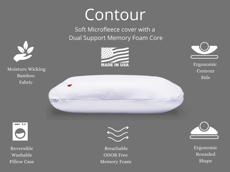 I Love Pillow Ergonomic Contour Pillow with Cover, Queen Sized, White (Open Box)