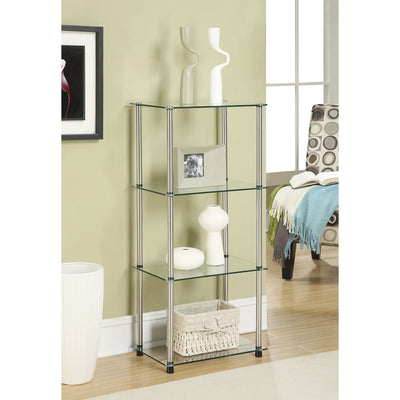 Convenience Concepts Classic Glass 4 Tier Tower Shelf Accent Table (Open Box)