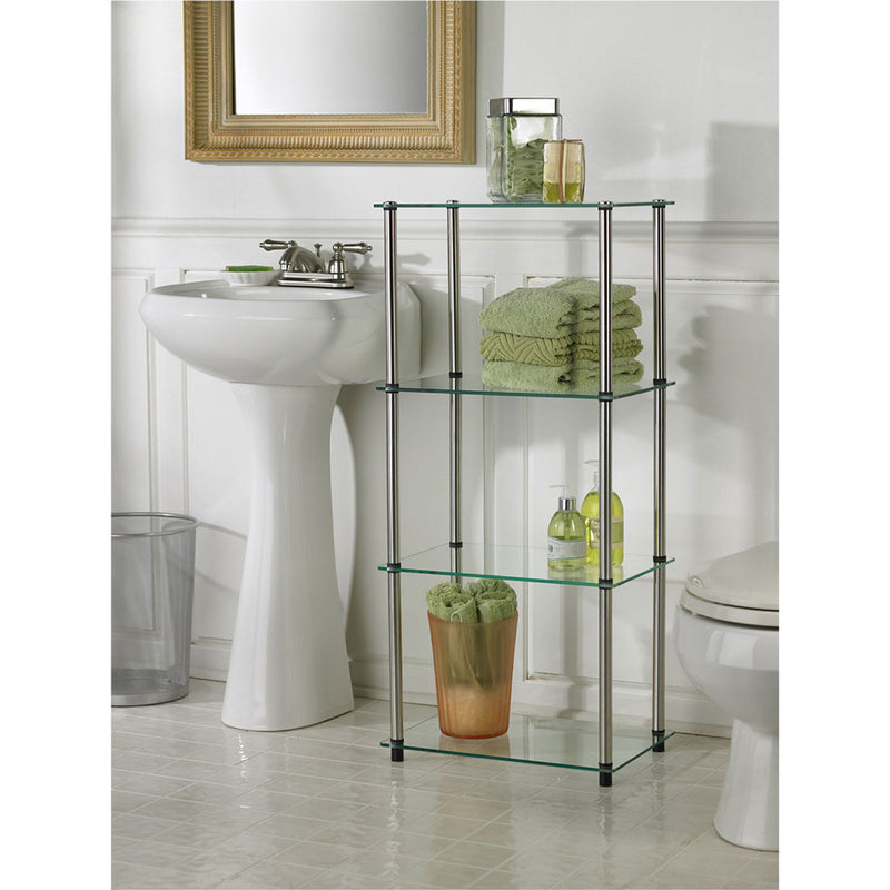 Convenience Concepts Classic Glass 4 Tier Tower Shelf Accent Table (Used)