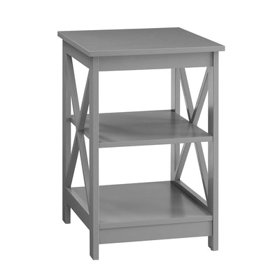 Convenience Concepts Oxford Wooden Home Accent End Table with 3 Shelves, Grey