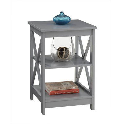 Convenience Concepts Oxford Wooden Home Accent End Table with 3 Shelves, Grey