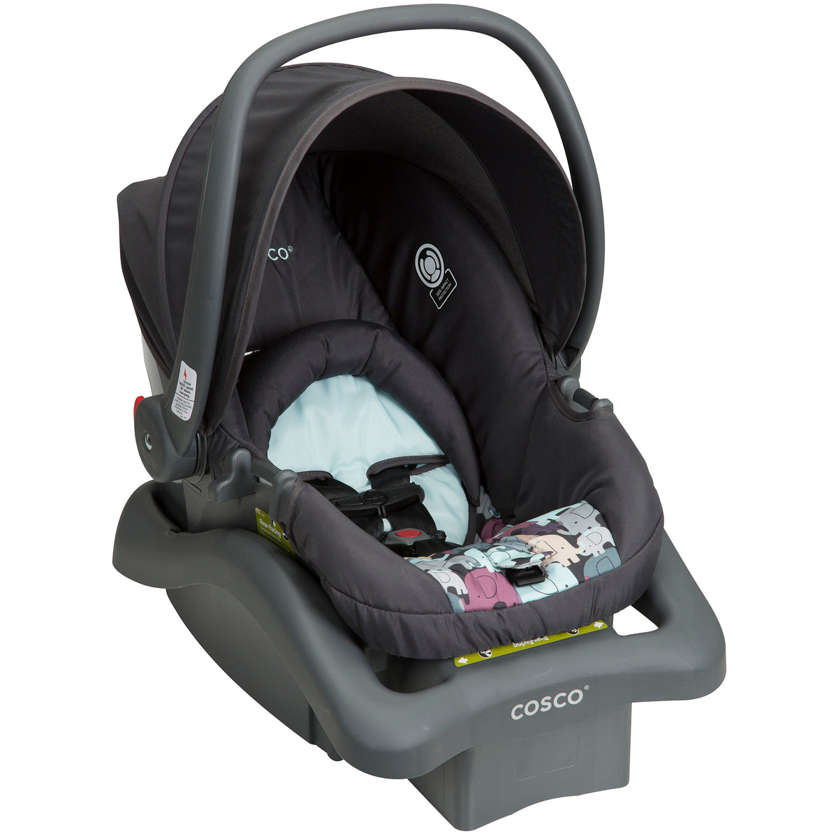 Cosco Light 'n Comfy DX Safe Rear Facing Infant Baby Car Seat, Elephant Puzzle