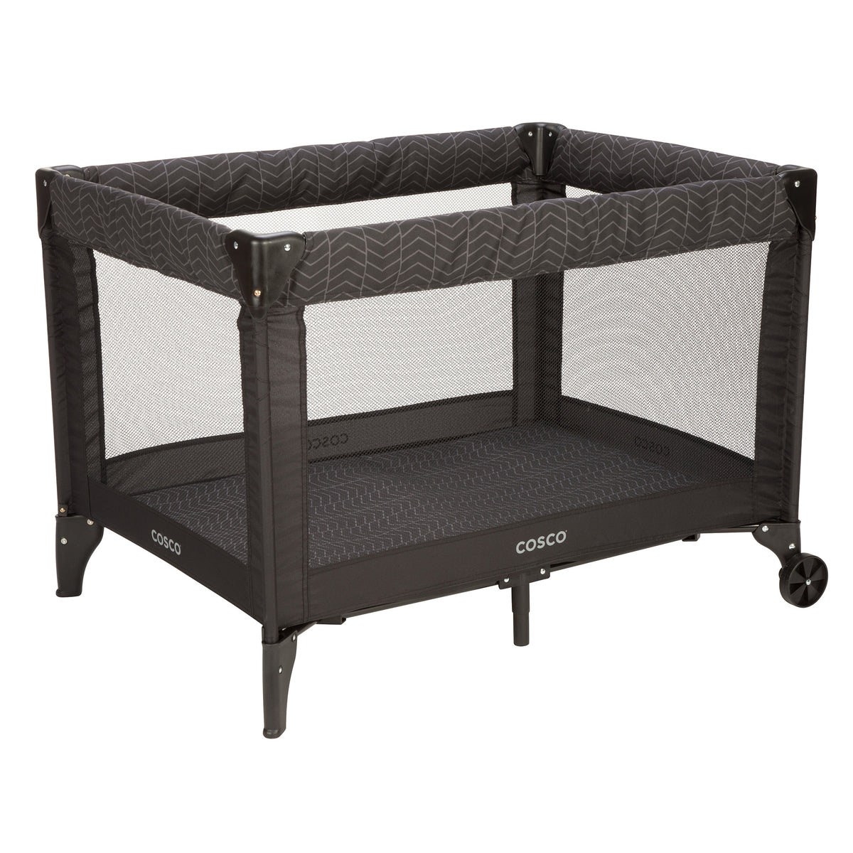 Cosco Funsport Portable Compact Baby Toddler Play Yard with Wheels, Black Arrows - VMInnovations