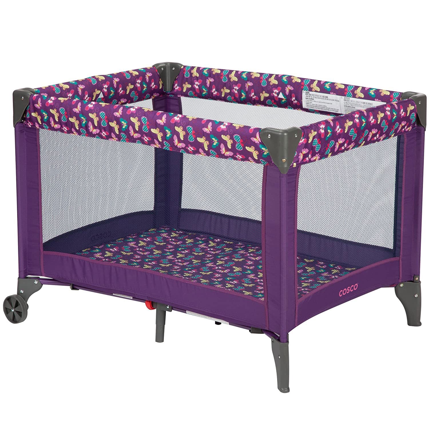 Cosco Funsport Compact Baby Toddler Yard w/Wheels, Butterfly Twirl (Open Box)