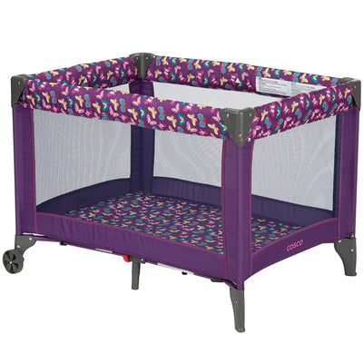 Cosco Funsport Portable Compact Baby Toddler Play Yard w/Wheels, Butterfly Twirl