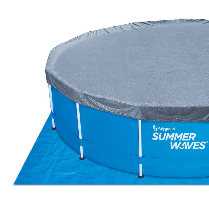 Summer Waves Active 18 Foot Metal Frame Above Ground Pool Set with Filter Pump