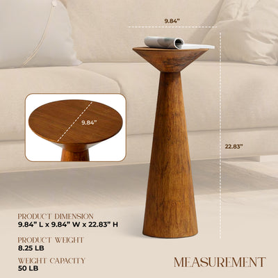 COZAYH Pedestal Tall Round Martini Table for Living Rooms or Bedrooms, Brown