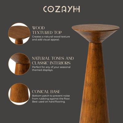 COZAYH Pedestal Tall Round Martini Table for Living Rooms or Bedrooms, Brown