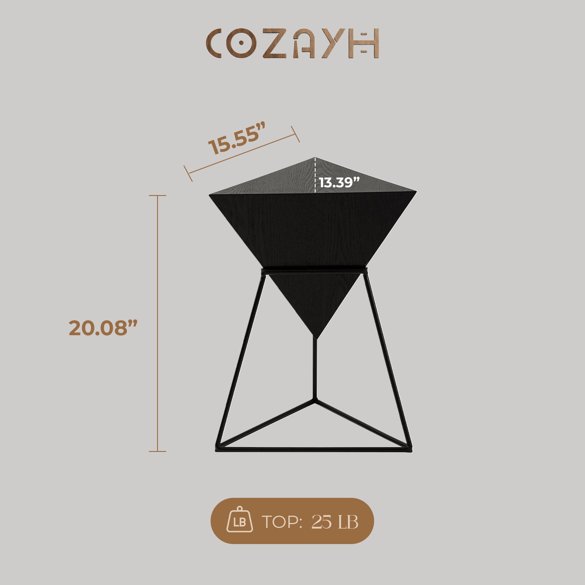 COZAYH Geometric End Table with Metal Base Design for Home Living Room, (Used) - VMInnovations