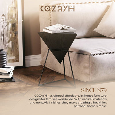 COZAYH Geometric End Table with Metal Base Design for Home Living Room, (Used)