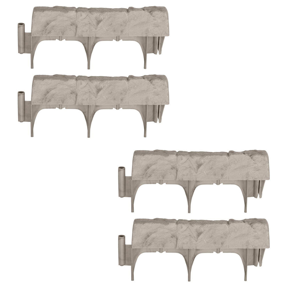 Suncast 10 Piece Landscape Design Border Decorative Rock Stone Edging (4 Pack) - VMInnovations